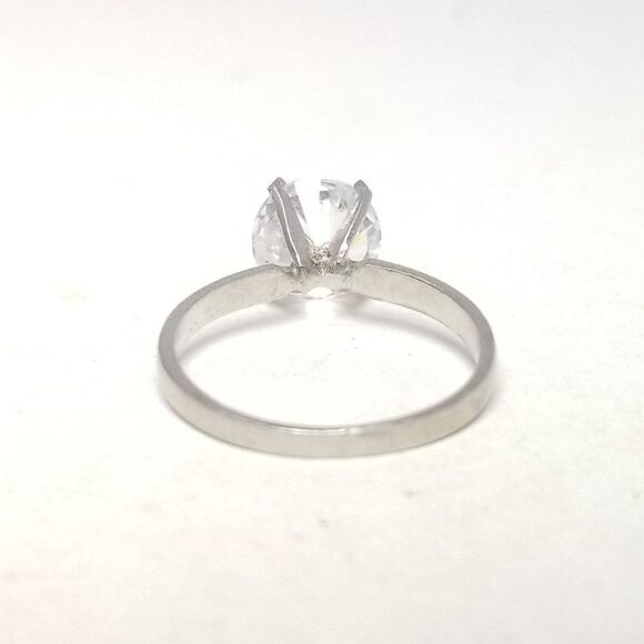 Vintage Sterling Silver Sparkly Solitaire Ring, Size 6 Band, Engagement, Estate - Picture 2 of 9